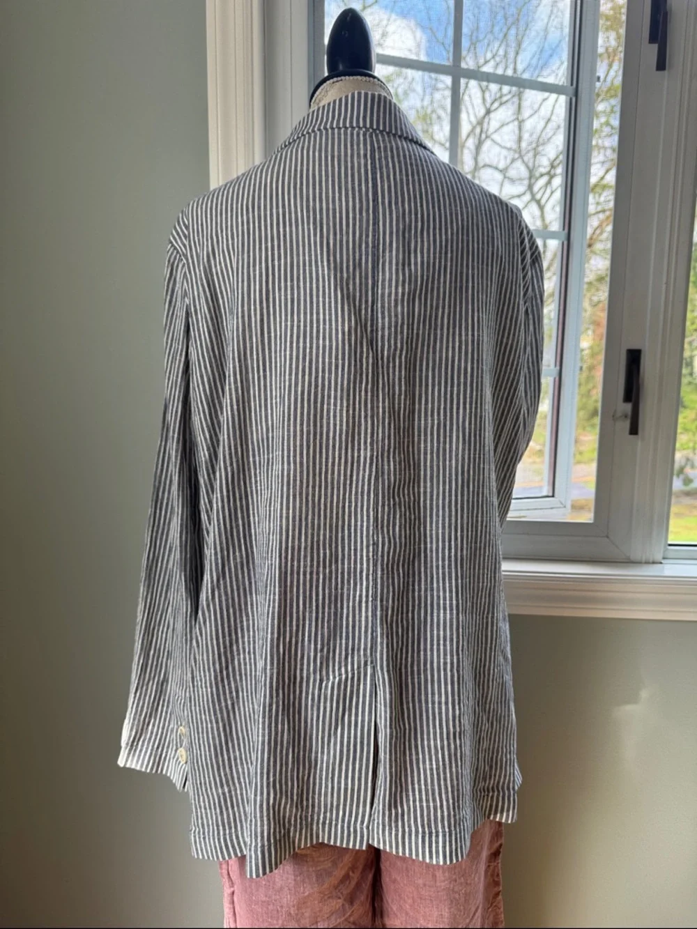 Outerwear Yargici relaxed fit blue white‎ striped double breasted summer blazer